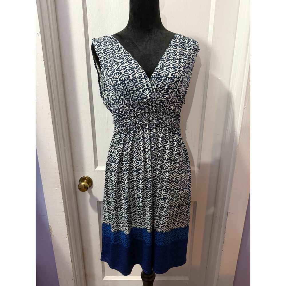 Max Edition Blue Patterned Tank Dress in L